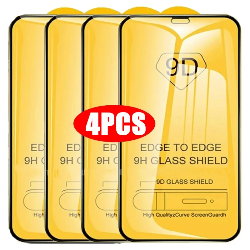 4Pcs ฟิล์มกระจกนิรภัย 9D กาวเต็มจอ For Redmi Note12 11 10 10s 9 8 7 Pro Redmi 12c 10c 10a 9 9a 8 8a 7 7a 6 6a Poco C40