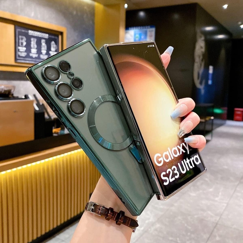 เคสใสกันกระแทก แม่เหล็ก สำหรับ เคสซัมซุงSamsung Galaxy S24 S23 S22 S21 S20 plus ultra FE note 10 20 ultra ชาร์จแบบไร้สาย - รูปที่ 3