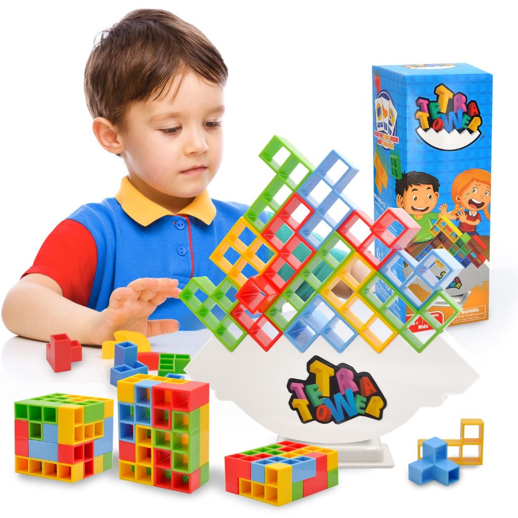 เกมของเล่นบล็อคตัวต่อ Tetra tower 16/32/48 Pcs. (BWJ091) building block toys เล่นกับเพื่อนเพิ่มความสนุก