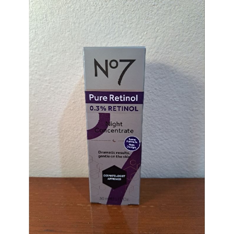 No7 Pure Retinol 0.3% Retinol Night Concentrate Serum 30 ml. นัมเบอร์เซเว่น เพียว เรตินอล 0.3% เรตินอล ไนท์ คอนเซ็นเทรท