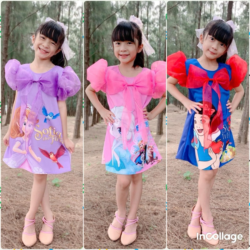 ชุดเจ้าหญิง ชุดเด็ก แขนบอลลูน2-7ขวบ(034)
