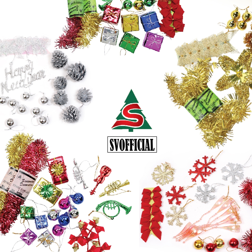 ชุดเครื่องประดับสำหรับตกแต่งต้นคริสต์มาสขนาด1-3ฟุต คละสี คละแบบ Ornaments for Christmas tree(1-3F)