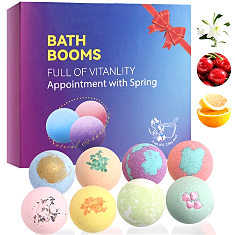 บาธบอม bath bomb ทําฟอง bubble bath สบู่แช่ตัว สบู่ทำสปา กลิ่นดอกไม้ อโรม่า bath bomb Set 8pcs ของขวัญ