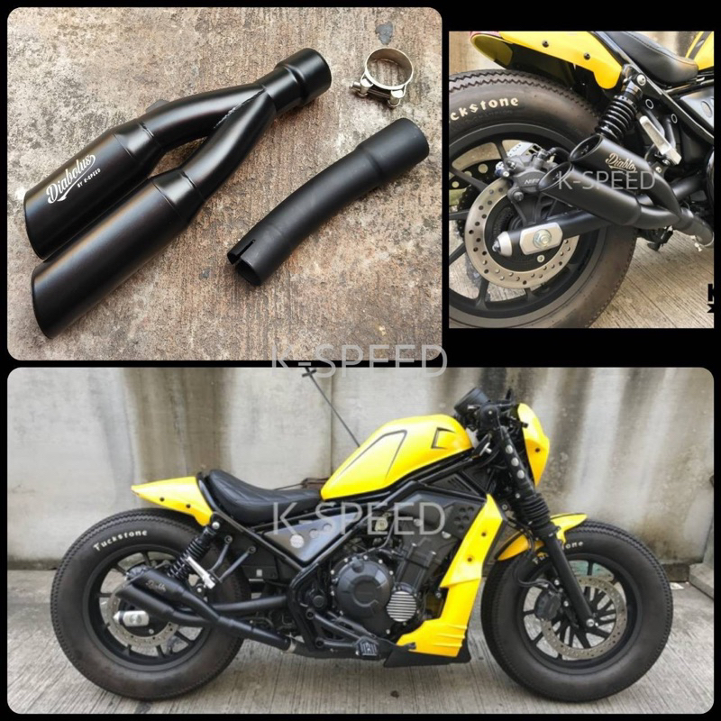 ท่อแต่งปลายคู่ Diabolus แบบยาว. For Honda Rebel 500 RB0030