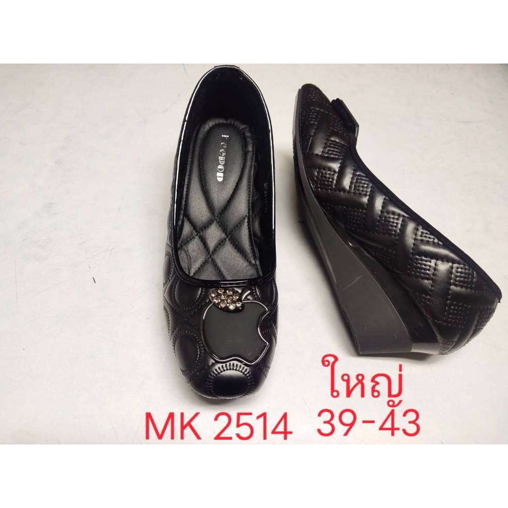 2514 รองเท้าคัทชู ส้นเตารีด สูง 2 นิ้ว สีดำ หนังนิ่มมาก เหมาะกับใส่ทำงาน ไปเที่ยว คุณภาพสินค้าเกรดขึ้นห้าง แบรนด์ Leepop