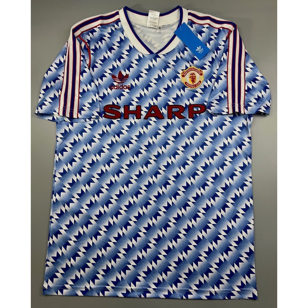 เสื้อบอล ย้อนยุค แมนยู 1990 เยือน  Retro Manchester United Away เรโทร คลาสสิค 1990-92