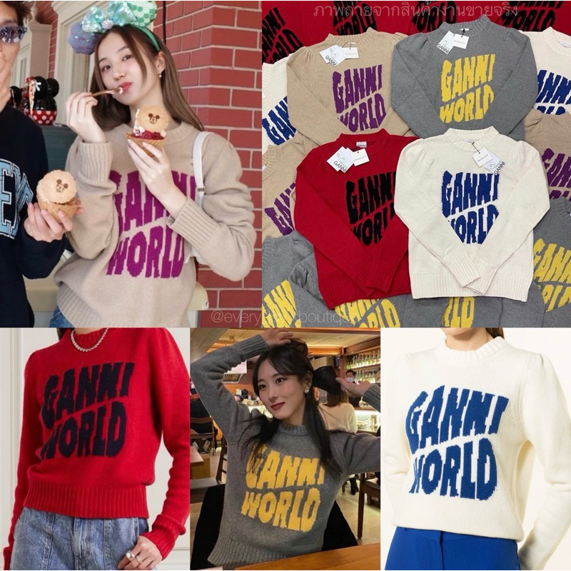 G world sweater 💛🩶🩷❤️💙(450฿ฟรีส่ง) เสื้อไหมพรมแขนยาว สเวตเตอร์ ทอลายแบรนด์ดัง ทรงสวย โทนสีน่ารักมากค
