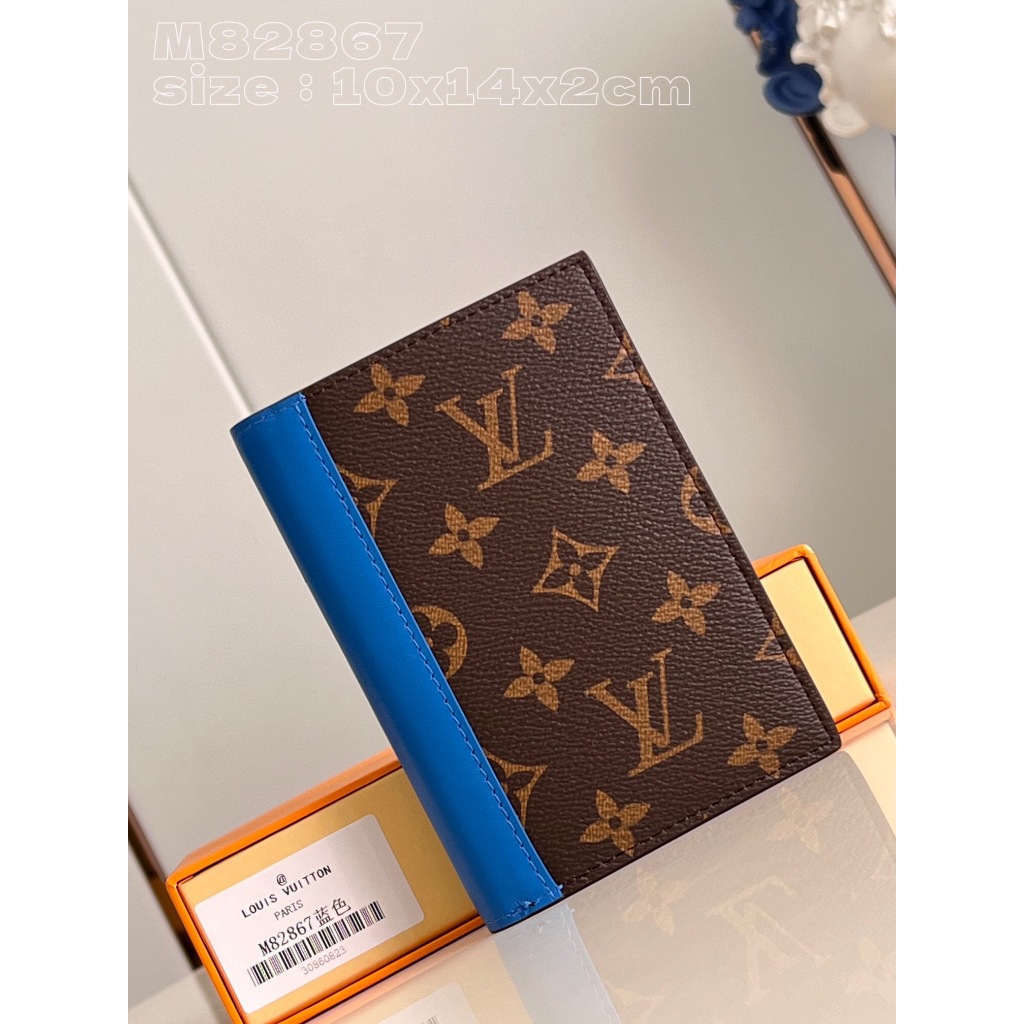 พรี​ ราคา2600 Lv Louis Vuitton M82867 Monogram Macassar หนังแท้ กระเป๋า​บัตร ซองใส่พาสปอร์ต size10 x 14 x 2.5 cm