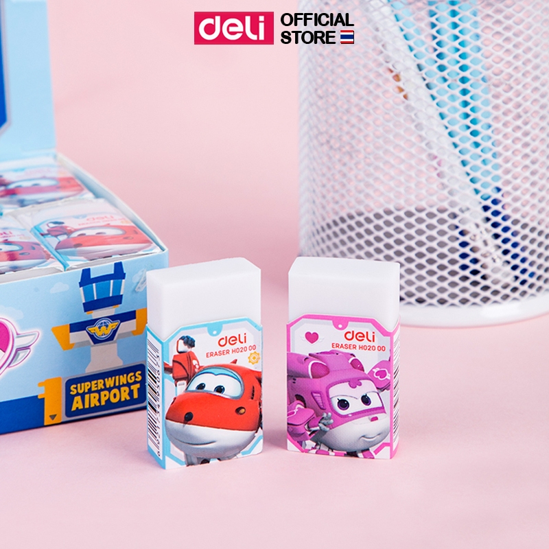 ยางลบลายซุปเปอร์วิงส์ Deli ยางลบ PVC ยางลบดินสอ ยางลบแฟนซี เครื่องเขียน อุปกรณ์การเรียน จำนวน 1 ก้อน