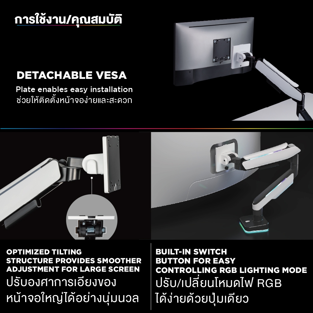 Ergotrend แขนจับจอ 1 แขน Monitor Arm รุ่น Robot 01 RGB