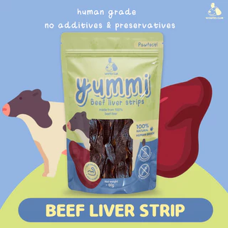 ขนมสุนัข Yummi ตับวัวอบแห้ง Beef liver ขนมเพื่อสุขภาพ ขนมฝึก 60g
