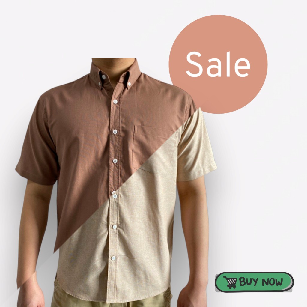 เสื้อเชิ้ตผู้ชาย เสื้อเชิ้ตคอปกแขนสั้นผ้า OXFORD