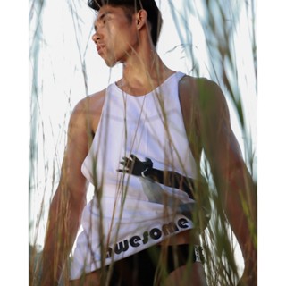 V701 เสื้อกล้ามชาย กุ้นคอ แขน  สกรีนลาย Awesome sport