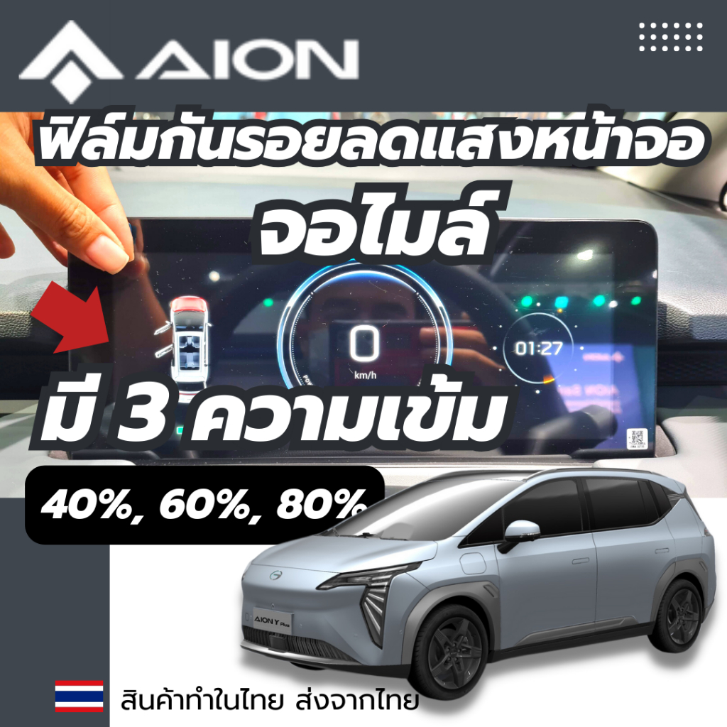 Aion Y PLUS ฟิล์มใสกันรอยภายในรถ กันรอยลดแสงจอไมล์ ไม่แยงตาเวลากลางคืน ส่งจากไทย