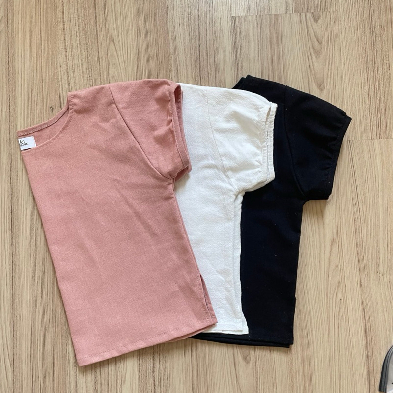 เสื้อครอปผ้าฝ้าย ดีเทลแขนตุ๊กตา ผ่าข้าง top crop - รูปที่ 2