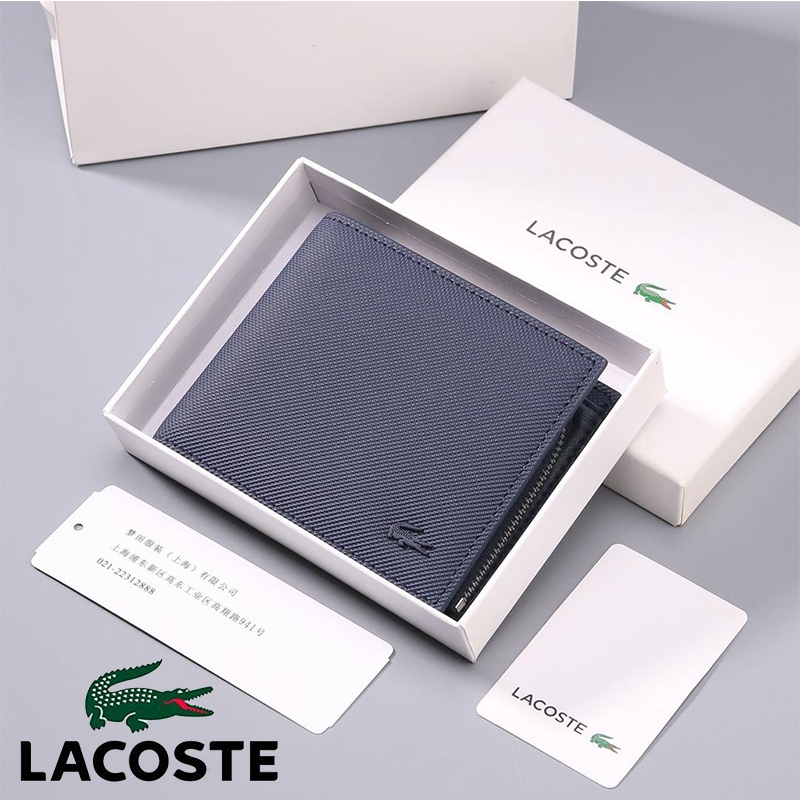ในสต็อก กระเป๋าสตางค์สั้นซิปสำหรับผู้ชาย*LACOSTE_ กระเป๋าสตางค์สั้นบุรุษขายร้อน