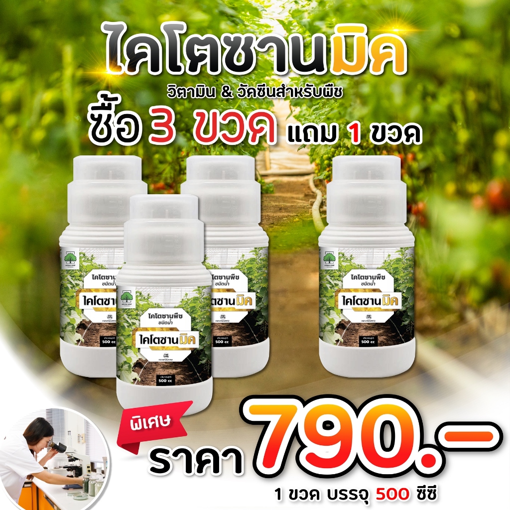 ไคโตซานมิค เสริมภูมิต้านทาน โรคพืช เชื้อรา ไวรัส แบคทีเรีย ขนาด 500cc.