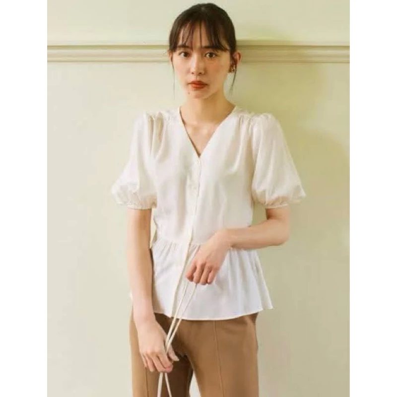 UNIQLO Rayon Lawn V-Neck Short Sleeve Blouse A3601 thumbnail 6