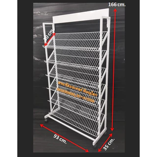 ชั้นวางรองเท้า ชั้นโชว์รองเท้าขาย แบบ 6 ชั้น รุ่นมีป้าย ขนาด 35×92×157 cm.