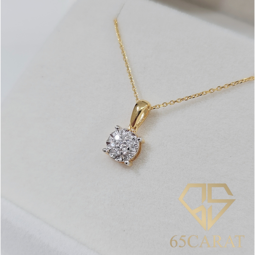65Carat - จี้เพชรแท้ เพชรเบลเยี่ยมคัทน้ำ100 เพชรรวม 7 ตัง ทองคำแท้9K{37.5%} รหัส PE650004