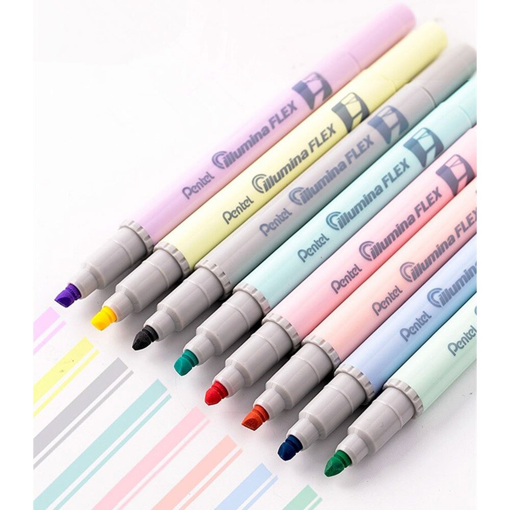 Pentel (เพนเทล) ปากกาเน้นข้อความ ปากกาไฮไลท์ illumina flex สีพาสเทล
