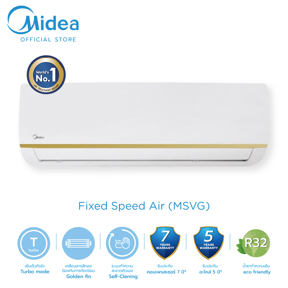 (ส่งฟรีทั่วไทย) Midea เครื่องปรับอากาศไมเดีย MSVG รุ่น 9000BTU, 12,000BTU, 18,000BTU , 24,000BTU *รั