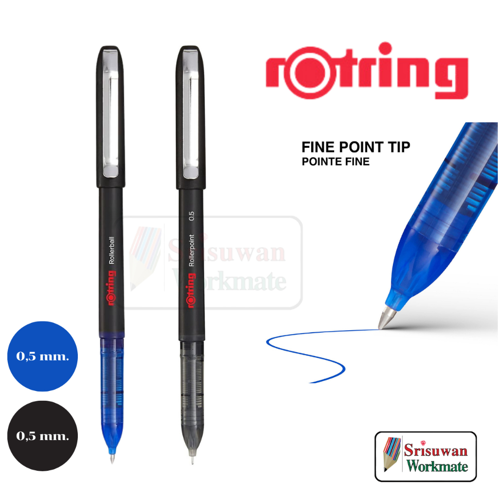 Rotring Rollerpoint Pen 0.5 mm. ปากกาโรลเลอร์บอล 0.5 มม. หมึกน้ำเงิน หมึกดำ ปากกาเขียนแบบ รอตริ้ง 1928 จำนวน 1 ด้าม