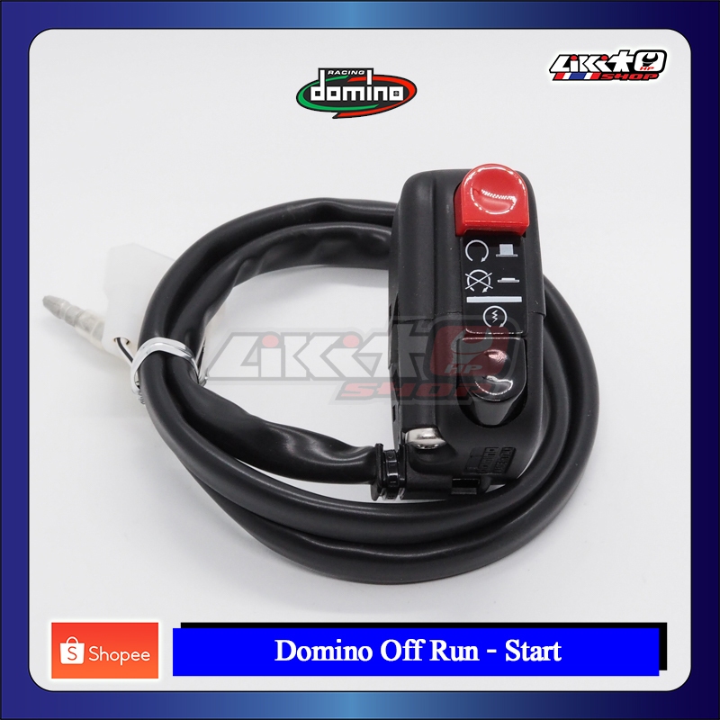 Domino สวิตช์​ Off Run Start แบบปุ่มกดติดกดดับ สีดำ แท้100%