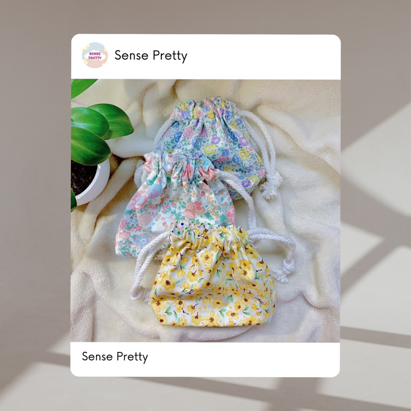 ถุงผ้าหูรูด กระเป๋าผ้า🌷ขนาด5*6นิ้ว🌷ผ้าคอตตอนมีซับใน