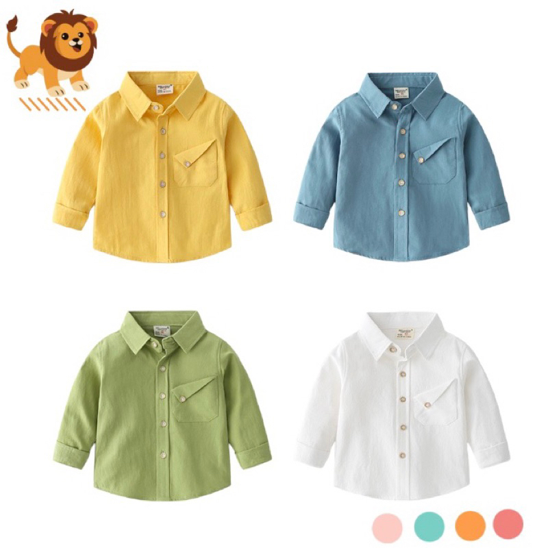 AB134 เสื้อเชิ้ตแขนยาว สีพื้น เสื้อออกงาน แฟชั่นเด็กผู้ชาย พร้อมส่งในไทย