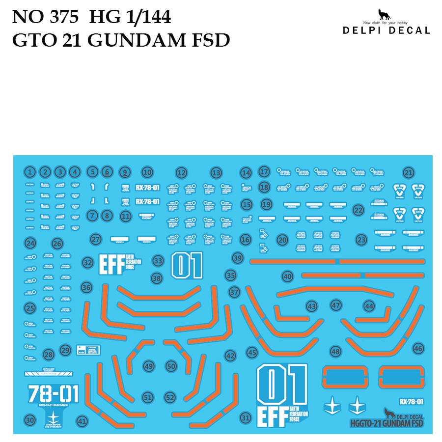 ดีคอลน้ำ [DELPI] 375 HG GTO 21 GUNDAM FSD 1/144 WATER DECAL