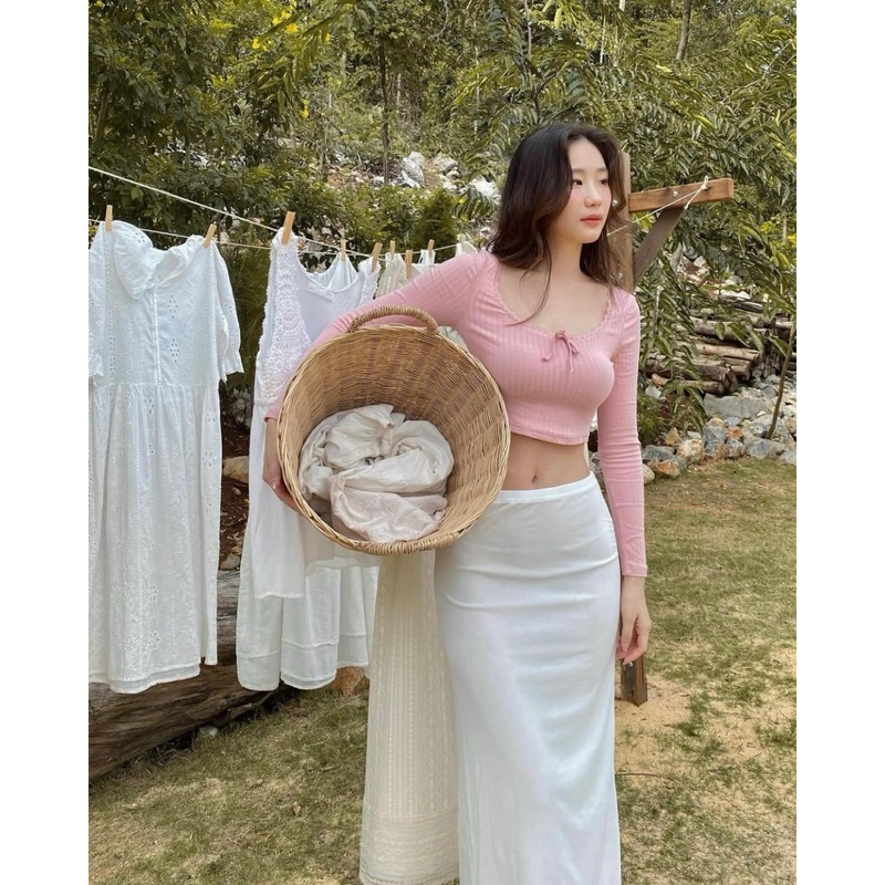 Lalapis | DIANA TOP  เสื้อแขนยาวแต่งโบว์ลูกไม้ ราคา ถูกที่สุด ดีลบีเคเค แกลเลอรีภาพที่ 3