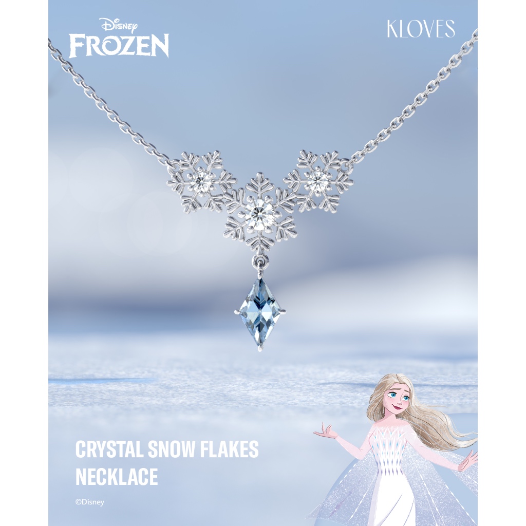 KLOVES - Disney Frozen - Crystal Snow Flakes Necklace สร้อยคอเอลซ่า