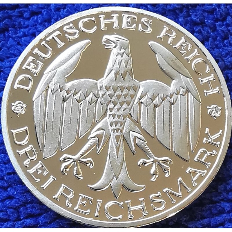 เหรียญ​เลียนแบบ​เยอรมัน​ Germany​(ยุค​Weimar​ Republic), 3 Mark, ปี1929, #​4001T