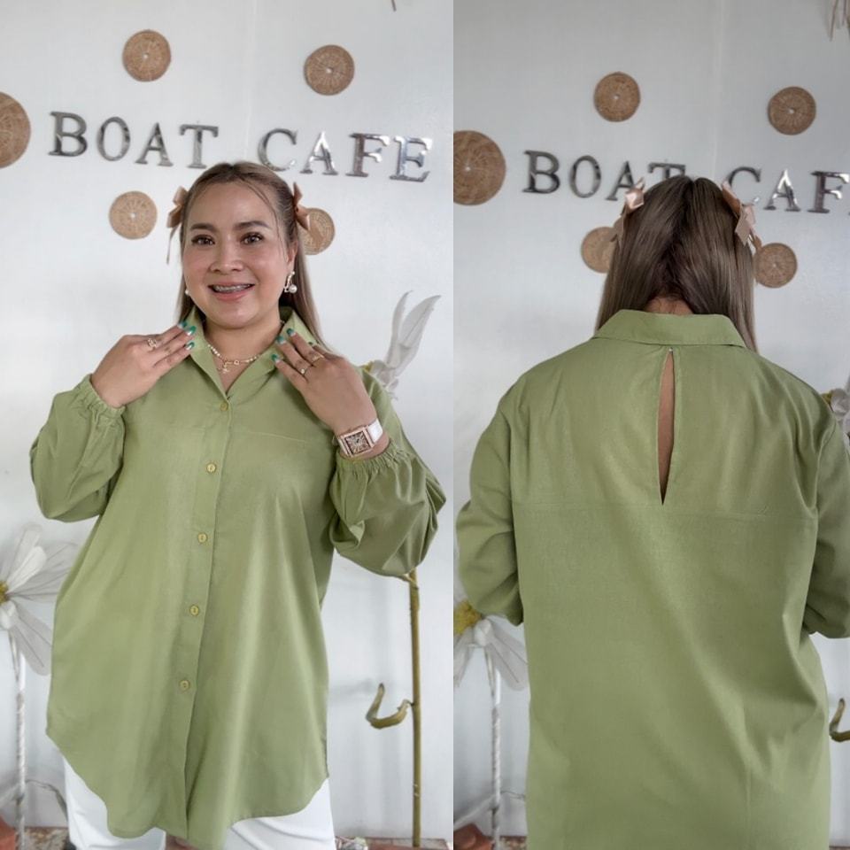 (ส่งฟรี) เสื้อคอปกเชิ๊ตสาวอวบ อก40-60