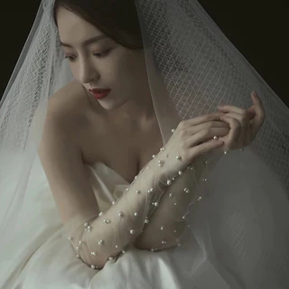 ถุงมือเจ้าสาว แบบสั้นและยาวงานพรีเมี่ยมประดับมุขพร้อมส่ง