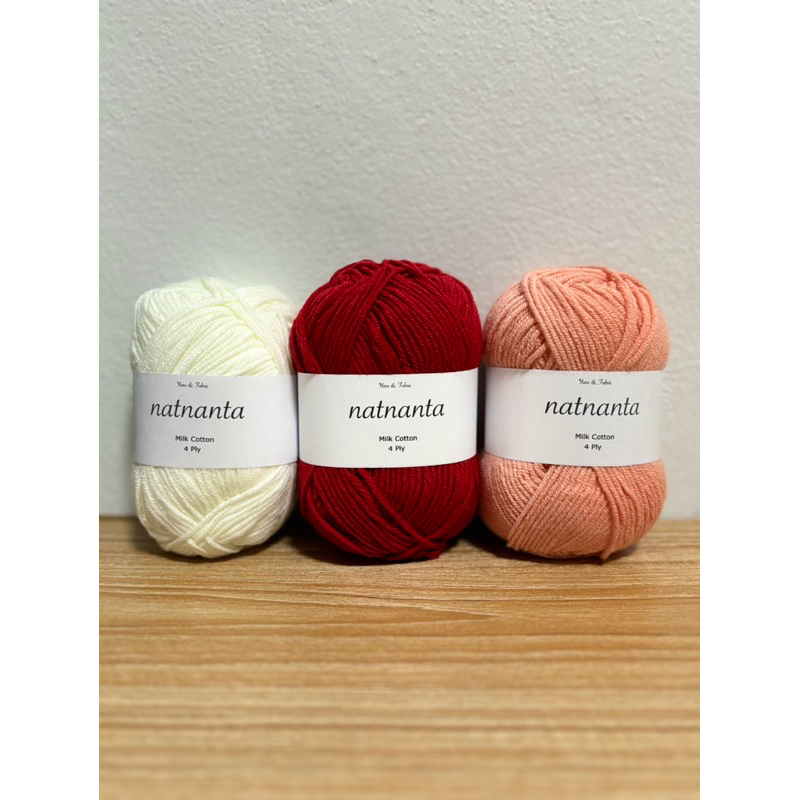 พร้อมส่ง natnanta ไหมพรมสไตล์เกาหลี cotton 4 ply (50 g)