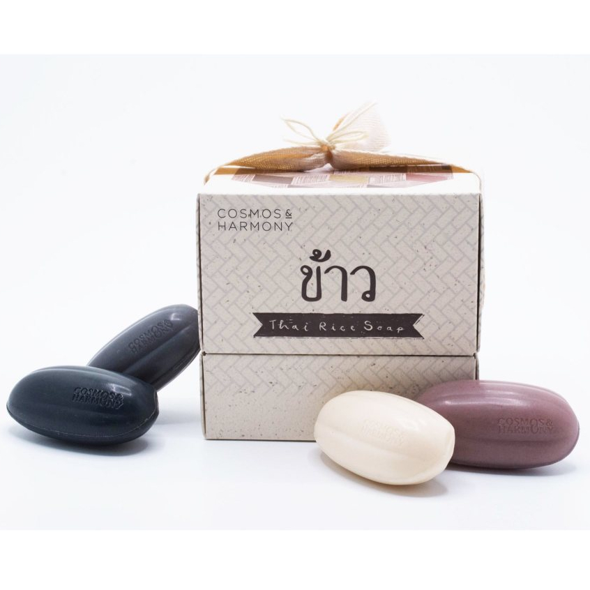 Cosmos & Harmony (150G X 4) คอสมอส แอนด์ ฮาร์โมนี่  ข้าวไทยไรซ์ โซพ Khao Thai Rice Soap Set (150G X 