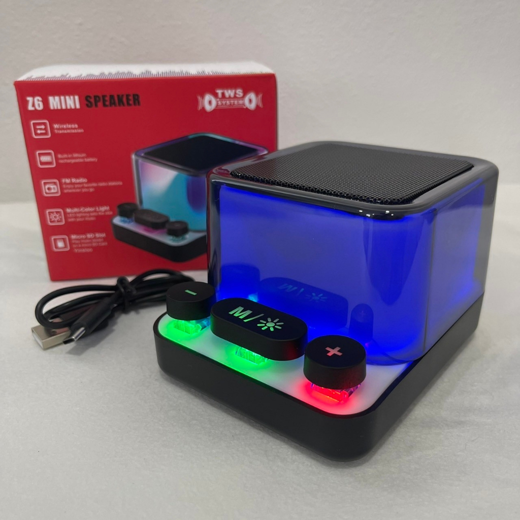 ลำโพงบลูทูธ Z6 Mini พร้อมไฟ LED และฟังก์ชั่นอเนกประสงค์ เสียงดี ใช้งานดี สินค้าจาก HVGROUP