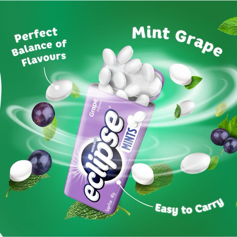 Eclipse Mints Sugarfree Candy (34g - 35g) ลูกอมไม่มีน้ำตาล  (พร้อมส่ง)