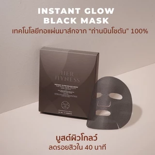 (มาร์ก1แผ่น) HER HYNESS INSTANT GLOW BLACK MASK (1 SHEETS) เฮอ ไฮเนส แบล็คมาส์ก เพื่อผิวโกลว์ใส1แผ่น