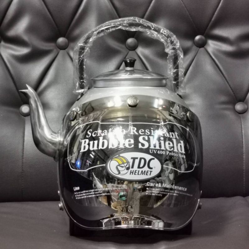 พร้อมส่ง+ส่งฟรี!!! หมวกกันน็อคกาต้มน้ำ helmet kettle บรอนคิ้วเงิน