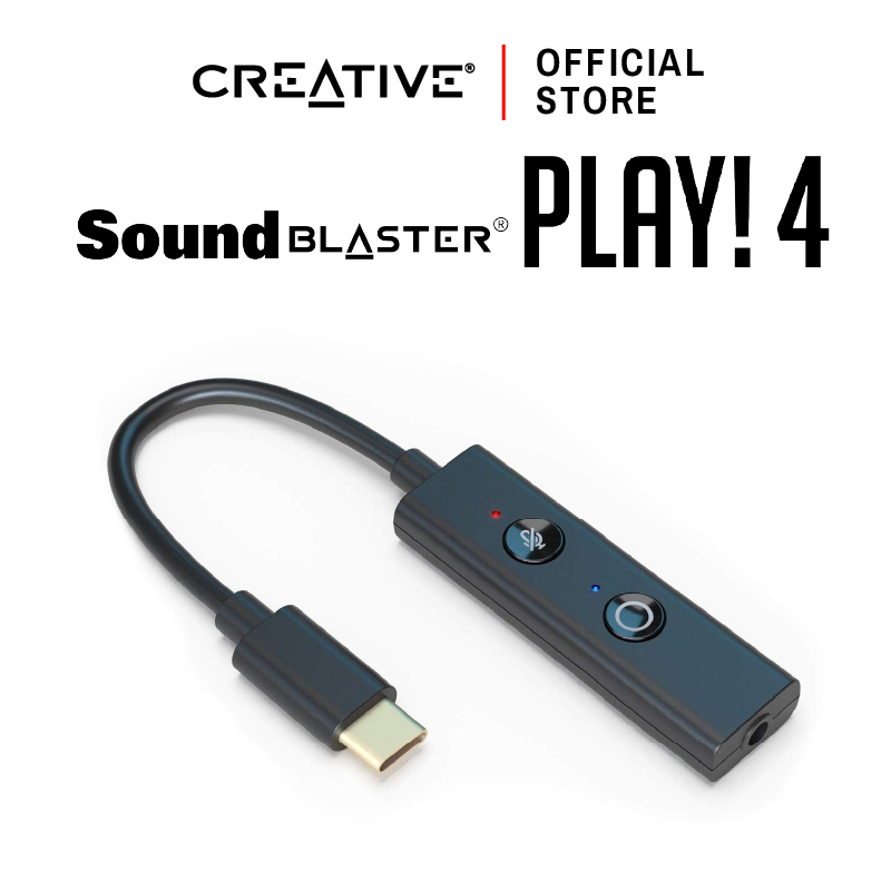 CREATIVE Sound Blaster PLAY!4 External USB Sound Card พร้อมปุ่มปรับเสียงเบสได้ทันทีในตัวซาวด์การ์ด USB DAC/Amp