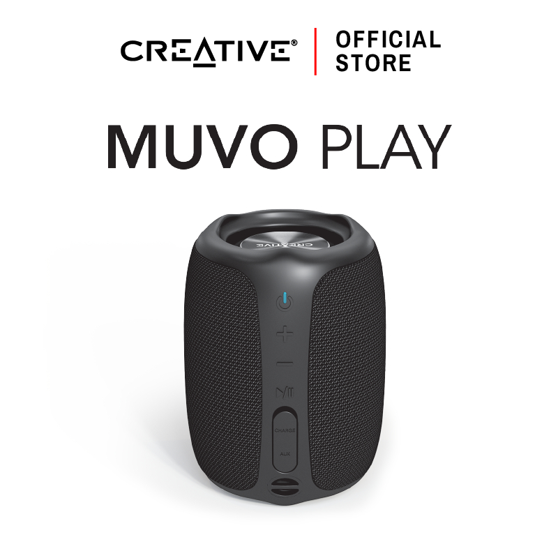 CREATIVE MUVO Play (BLACK) Portable Bluetooth Speaker เชื่อมต่อได้ 2 ตัว (สีดำ) ลำโพงบูลทูธไร้สายแบบพกพา กันน้ำ