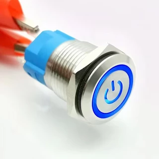 1 ชิ้น สวิตช์ล็อคตัวเอง สวิตช์ไฟLED DC 12-24V 5A 12มิล/16มิล สแตนเลส ไฟสีน้ำเงิน ไฟแดง กดติด กดอีกทีดับ สวิทซ์สแตนเลส