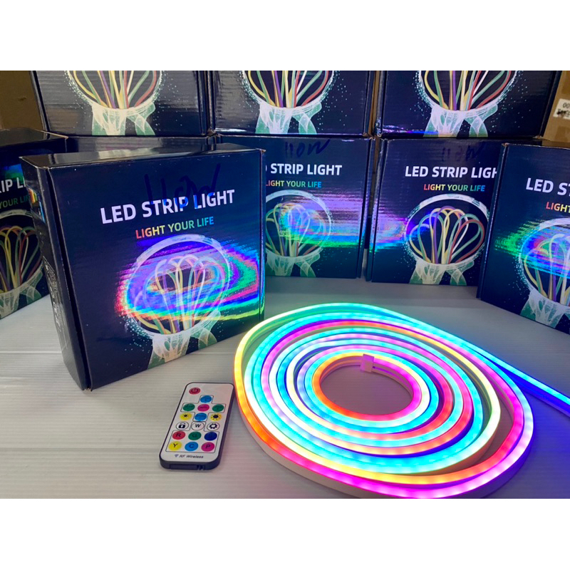 ไฟ led นีออน flex RGB แบบวิ่ง พร้อมชุดรีโมท ขนาดยาว 5 เมตร ไฟติดรถ (ไฟนีออนเฟล็กซ์แบบวิ่ง)