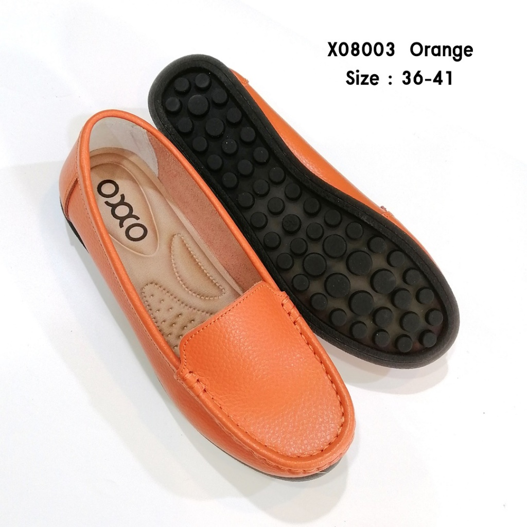 OXXO  รองเท้าเพื่อสุขภาพหนังวัวแท้  พี้นแบน หนังนิ่ม พี้นยางสั่งทำพิเศษ ใส่สบาย มีถึงไซส์41 X08003