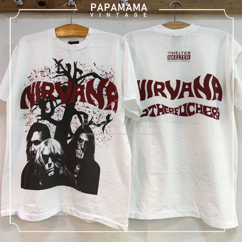 [ NIRVANA ] HELTER SKELTER ป้าย USA  เสื้อทัวร์ วงร๊อค วินเทจ papamama vintage shirt