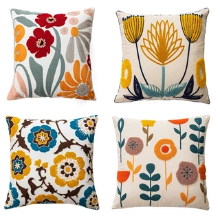 BHQ ปลอกหมอน ลวดลายดอกไม้ 45 * 45 ซม ปลอกหมอนพิมพ์ ปลอกหมอนสำหรับโซฟา Pillowcase for Sofa