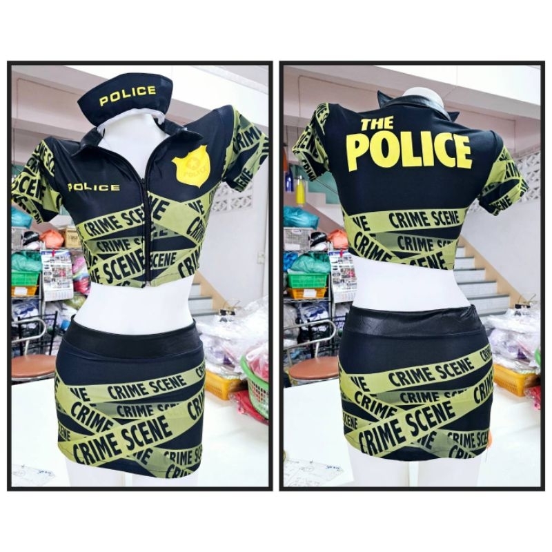 **พร้อมส่ง**ชุดเซ็กซี่ตำรวจสะท้อนแสง**แถมฟรีที่คาดผม**